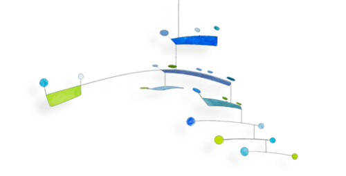 Mobilé Fly (grün, blau, türkis) Dekoration für große Räume und Treppenhäuser, für Erwachsene
