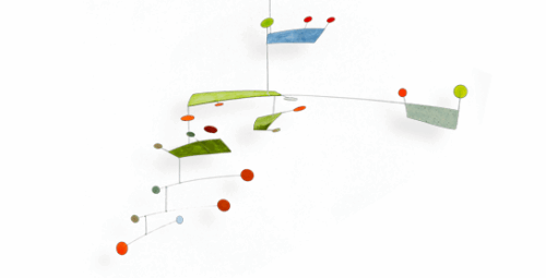 Mobilé Fly (grün, rot gepunktet) - Dekoration für große Räume und Treppenhäuser, Schöne Mobilés für Erwachsene