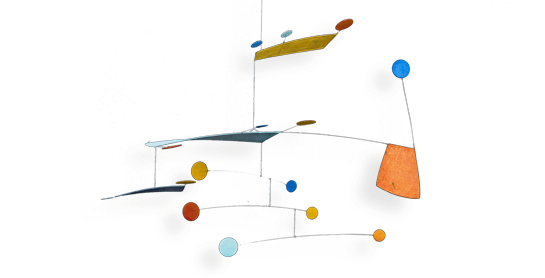 Farbiges Mobilé Shiso in hellblau, gelb und orange für Kinder und Erwachsene, Handgemacht