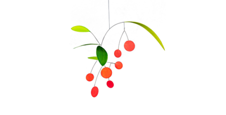 Mobilé Cerezas - Blatt-Mobilé mit Kirschen, Mobilé aus Papier, grüne und rote Elemente