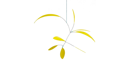 Mobilé Little Leaf in Zitronengelb, Windspiel, Mobilé aus Papier, Mobilé für Erwachsene in Zitronengelb