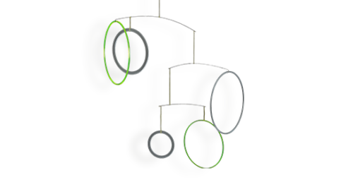 Mobilé Vicos - Farbiges Mobilé in weiß und grün. Modernes Mobilé für Erwachsene