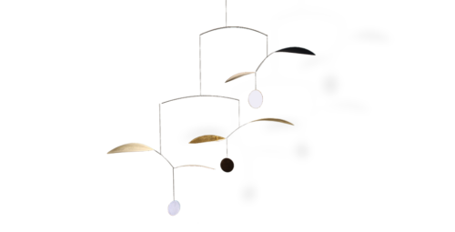 Mobilé – Wipp (sand, graubraun, indigoblau mit goldenem Punkt und Blatt)