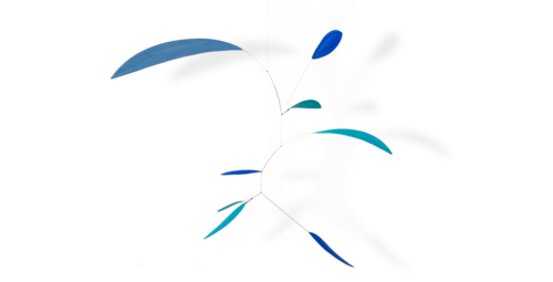 Mobilé Little Leaf, Variante 2 (blattförmig, blau, hellblau, klein)